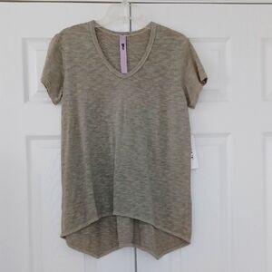 Wilt Basil Green Short Sleeve Slub Jersey Top